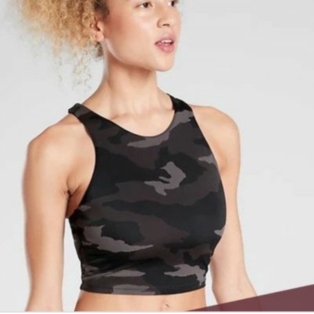 Athleta freestyle camo long line bikini top large